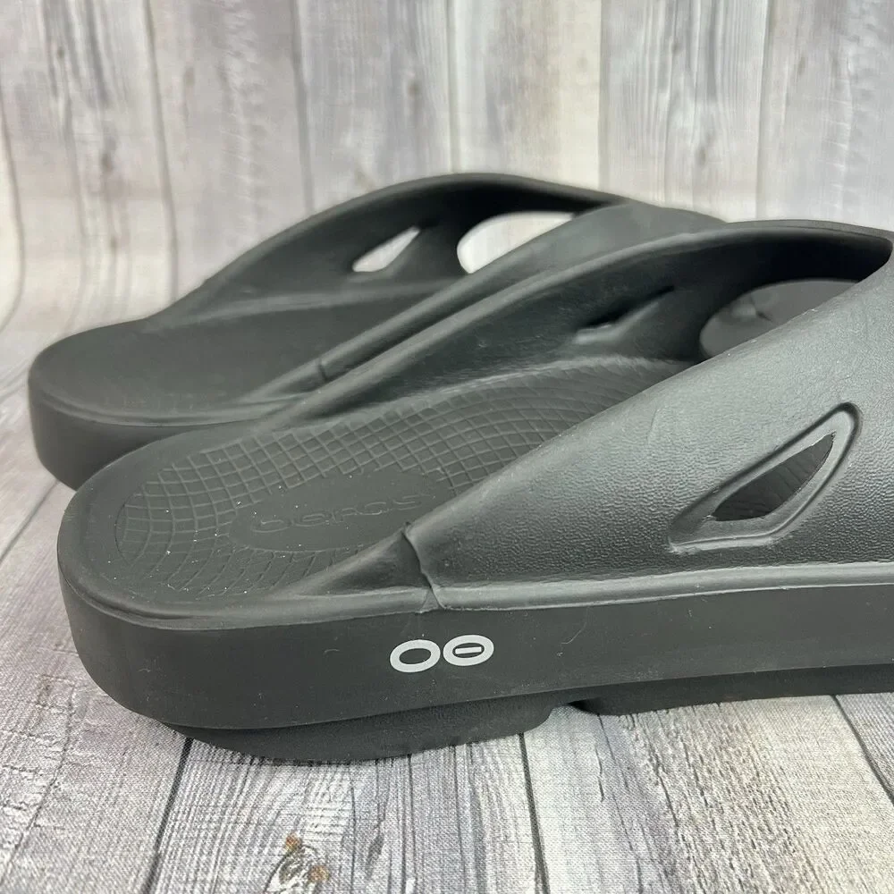 Oofos Original Sandals Men's 10 Black Athletic Sport Wmen 12 Recovery Flip Flops